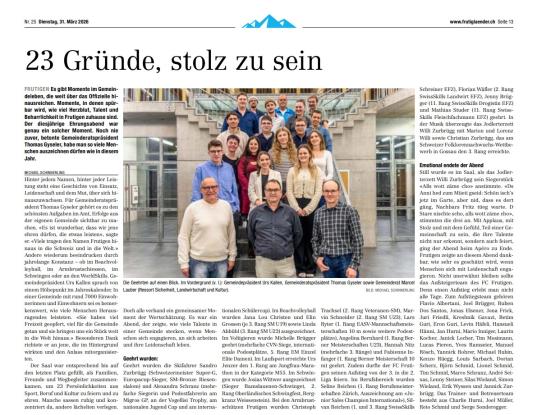 Zeitungsartikel Ehrungen 2025 Gemeinde Frutigen