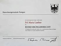 Urkunde Ehrenbürger