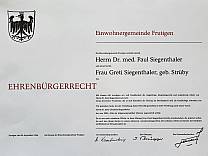 Urkunde Ehrenbürger