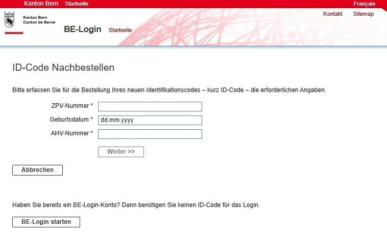 BE-Login: ID-Code nachbestellen – für natürliche Personen neu online